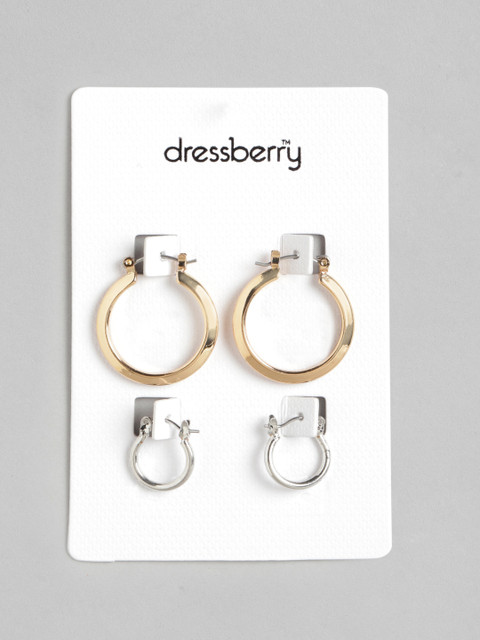 

DressBerry Set of 2 Hoop Earrings, Gold