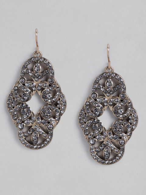 

DressBerry Gold-Plated Antique Stone Studded Contemporary Drop Earrings