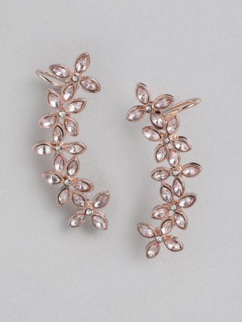 

DressBerry Rose Gold-Plated Stone Studded Floral Ear Cuff