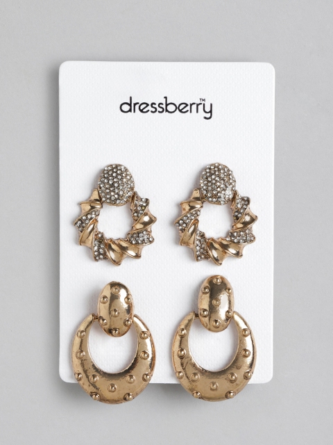 

DressBerry Set of 2 Gold-Plated Oval Studs