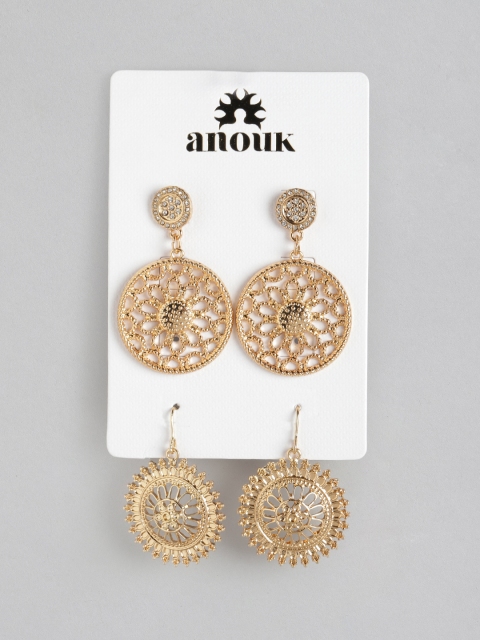 

Anouk Set of 2 Gold-Plated Circular Drop Earrings