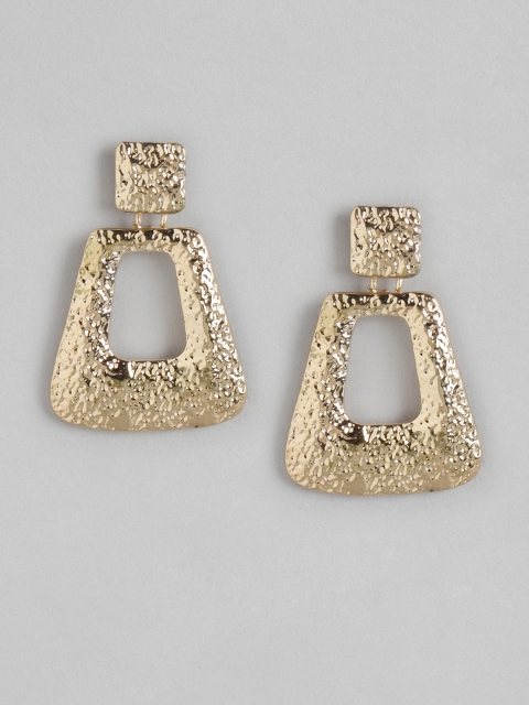 

DressBerry Gold-Plated Hammered Geometric Drop Earrings
