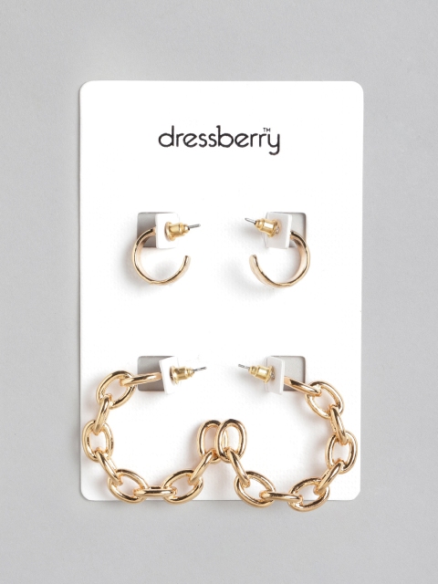 

DressBerry Set of 2 Gold-Plated Crescent Shaped Half Hoop Earrings
