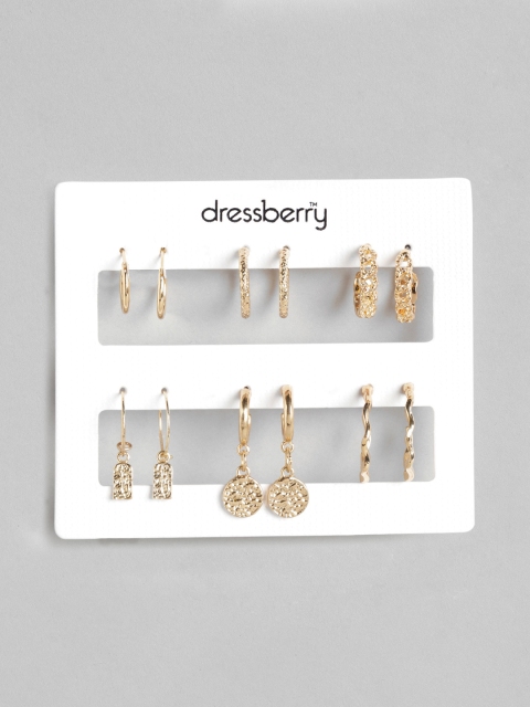 

DressBerry Set of 6 Gold-Plated Earrings