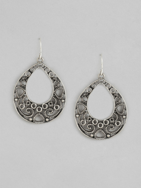 

Anouk Oxidised Silver-Plated Teardrop-Shaped Drop Earrings