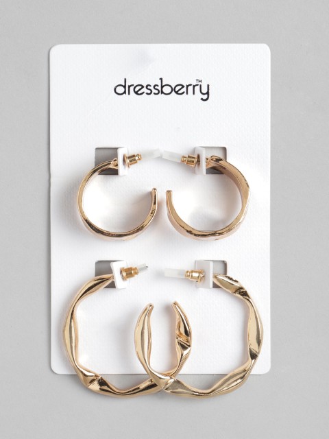 

DressBerry Set of 2 Gold-Plated Crescent Shaped Half Hoop Earrings