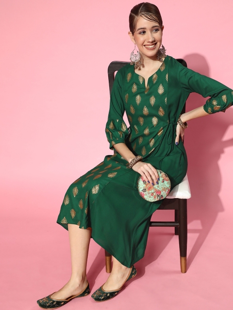 

Sangria Gorgeous Green Ethnic Motifs Ethnic Motifs Dress