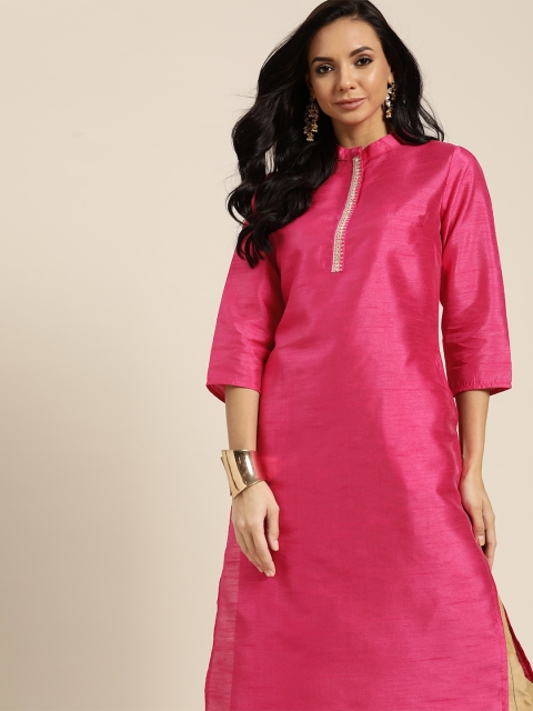 

Sangria Women Pink Solid Straight Kurta