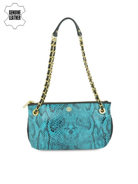 

Eske Blue Snakeskin Print Genuine Leather Shoulder Bag