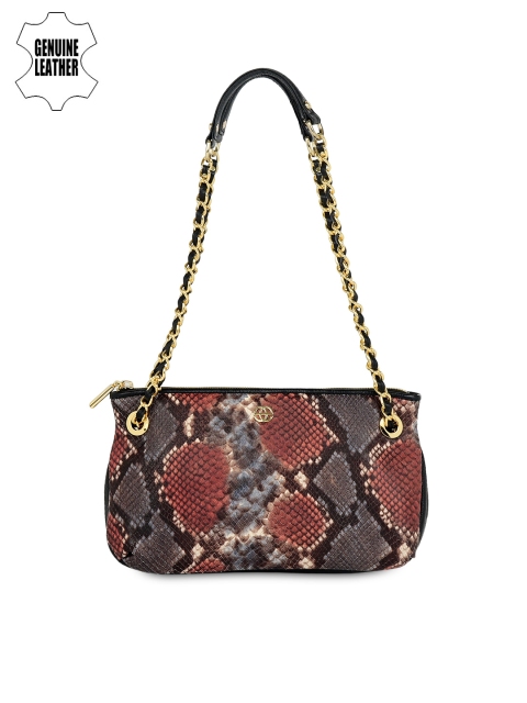 

Eske Brown & Grey Snakeskin Print Genuine Leather Shoulder Bag