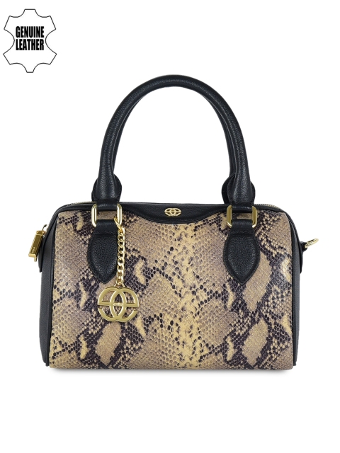 

Eske Women Beige & Black Animal Print Genuine Leather Handbag