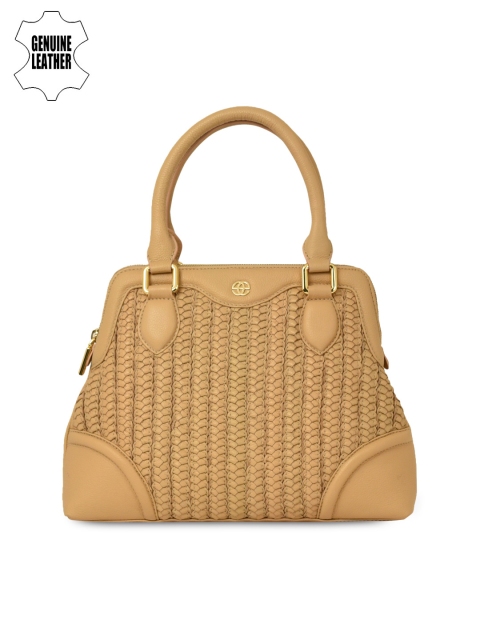 

Eske Women Beige Textured Genuine Leather Handbag