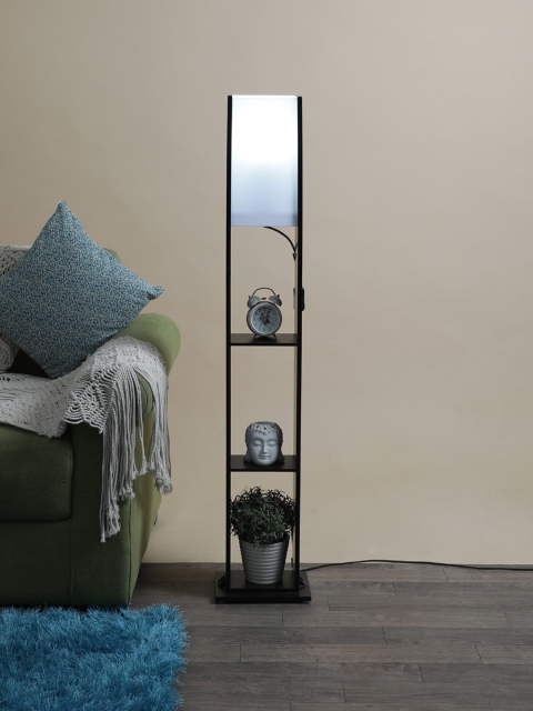 

SANDED EDGE White & Brown Contemporary Shelf Lamp with Shade