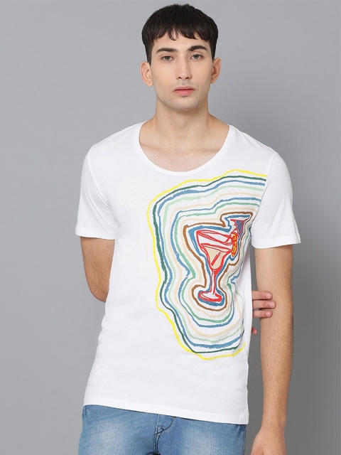 

Antony Morato Men White & Green Printed Slim Fit Cotton T-shirt