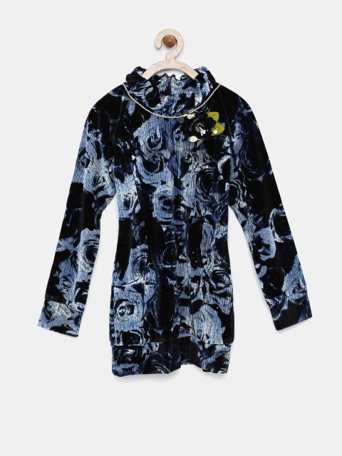 

Tiny Girl Navy Floral Printed Top, Navy blue