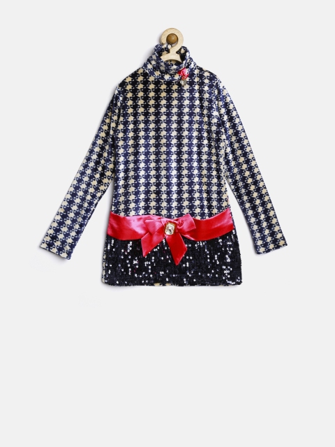 

Tiny Girl Black & Off-White Printed Embellished Top