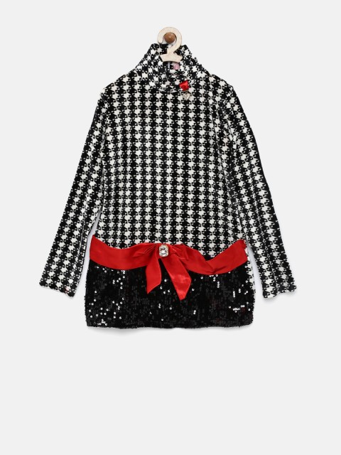 

Tiny Girl Black & White Printed Sequinned Top
