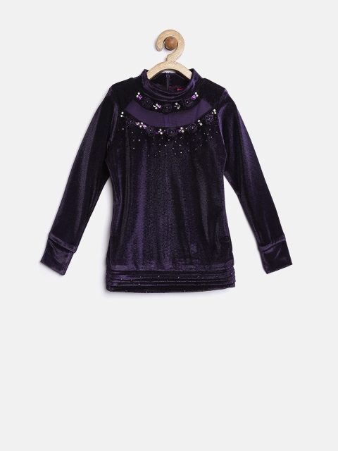

Tiny Girl Aubergine Embellished Top, Purple