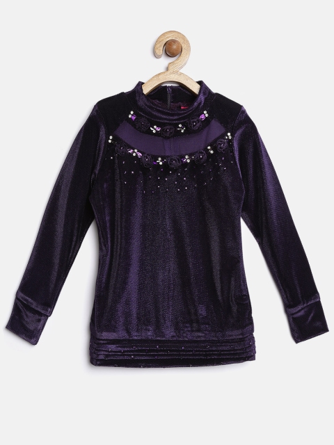 

Tiny Girl Aubergine Embellished Top, Purple