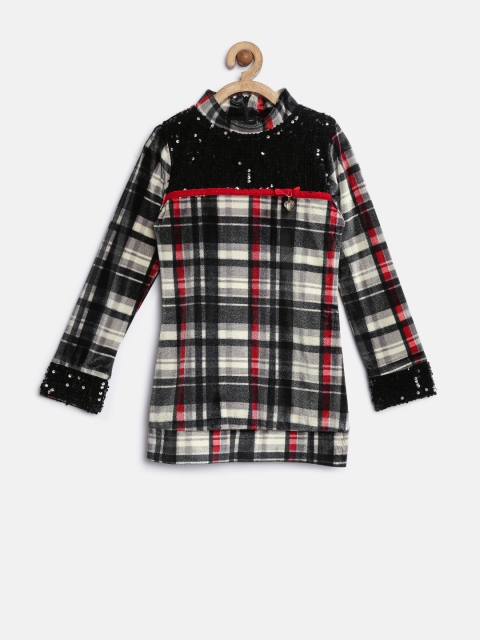 

Tiny Girl Black Checked Sequinned Top