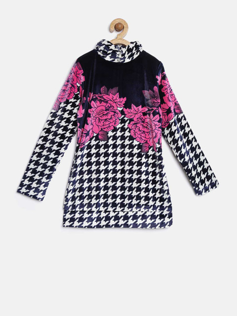 

Tiny Girl Navy Printed Top, Navy blue