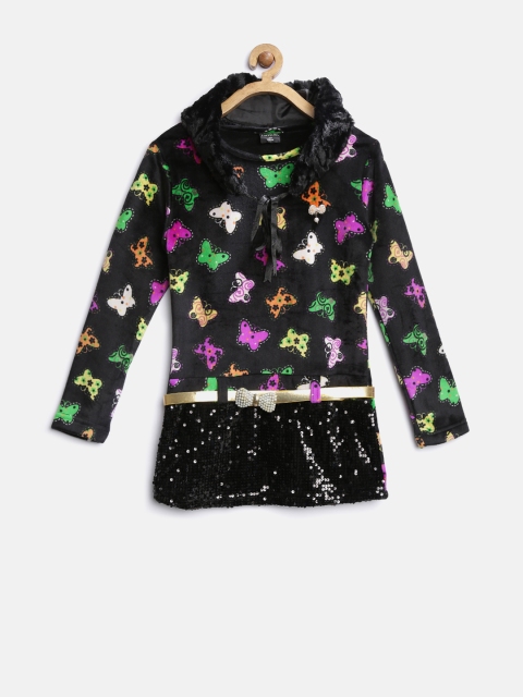 

Tiny Girl Black Printed Sequinned Top