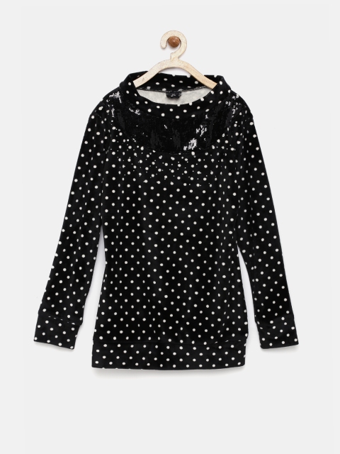 

Tiny Girl Black Polka-Dot Printed Top