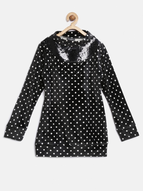 

Tiny Girl Black Polka Dot Print Top