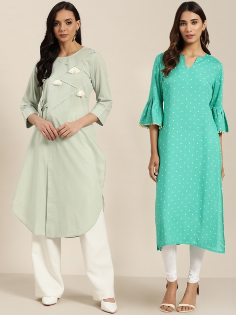 

Moda Rapido Women Pack Of Two Kurtas, Green