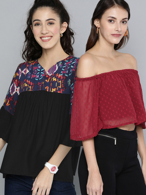 

HERE&NOW Women Pack of 2 Top, Black