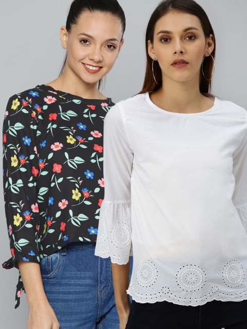 

HERE&NOW Women Pack Of 2 Regular Tops, White