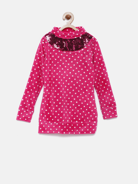 

Tiny Girl Pink Polka-Dot Printed Top