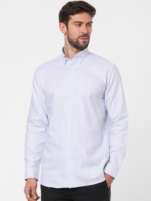 

SELECTED Men White & Blue Checked Formal Shirt