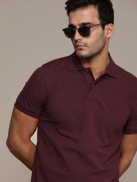 

SELECTED Men Maroon Polo Collar Organic Cotton T-shirt