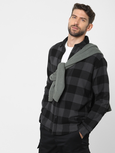 

SELECTED Men Black Checked Slim Fit Casual Shirt