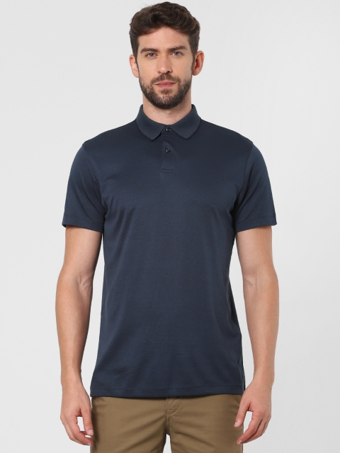 

SELECTED Men Navy Blue Solid Polo Collar T-shirt