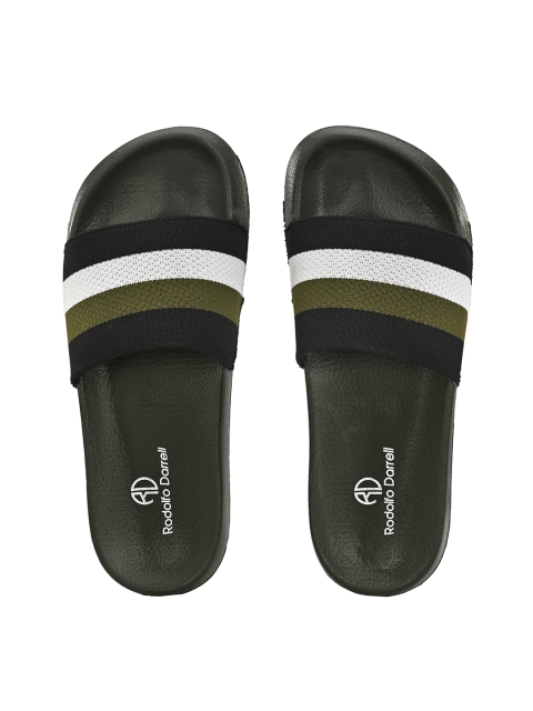 

Rodolfo Darrell Men Black & Green Striped Slip-On