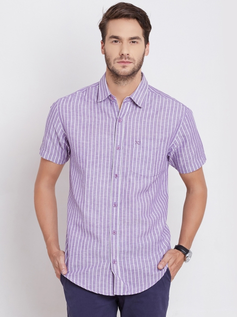 

Numero Uno Men Purple Striped Casual Shirt