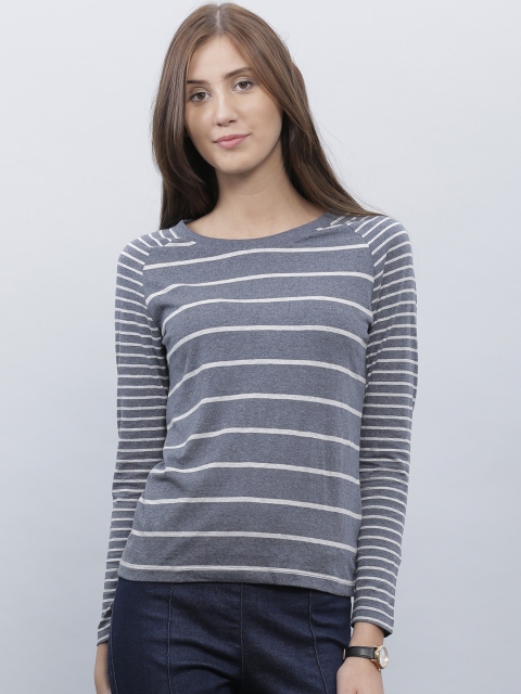 

ether Women Blue & Grey Striped T-Shirt