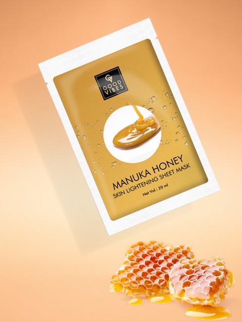

Good Vibes Pack of 3 20ml Manuka Honey Skin Lightening Sheet Mask, Transparent
