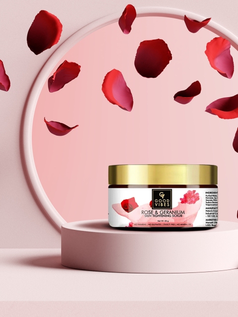 

Good Vibes Rose & Geranium Skin Tightening Scrub - 50 g, Transparent