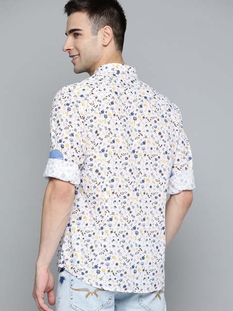 

Mast & Harbour Men White Opaque Floral Printed Pure Cotton Casual Shirt
