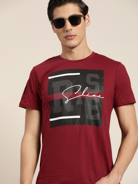 

Moda Rapido Men Maroon Typography Printed Pure Cotton T-shirt