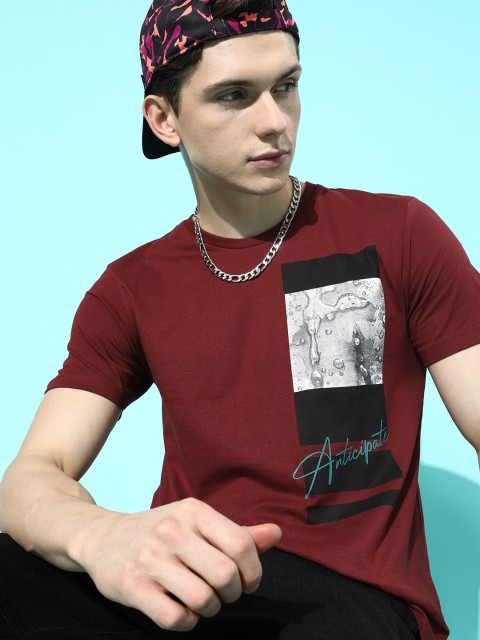 

Moda Rapido Men Brown Printed Photographic Tshirt