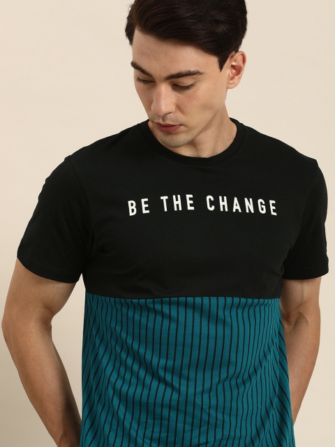 

Moda Rapido Men Black Typography Printed Pure Cotton T-shirt