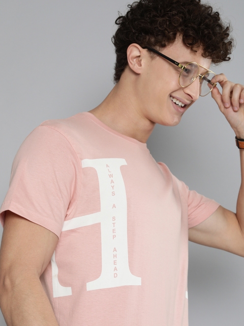 

HERENOW Men Pink Typography Printed Pure Cotton T-shirt
