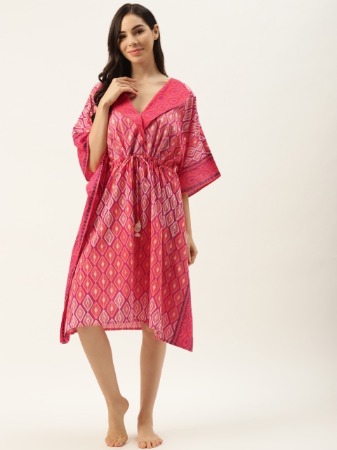 

DREAMSS BY SHILPA SHETTY Pink & Orange Printed Kaftan Nightdress