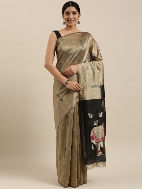 

DIVASTRI Beige Ethnic Motifs Banarasi Saree