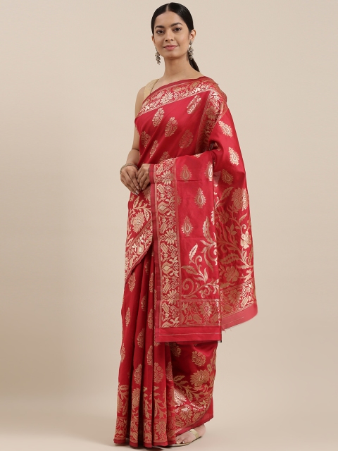 

DIVASTRI Red & Gold-Toned Woven Design Silk Blend Banarasi Saree