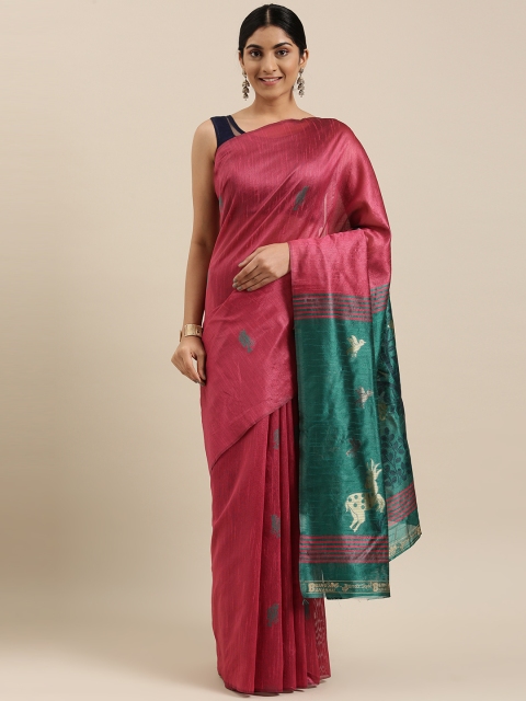 

DIVASTRI Pink Woven Design Silk Blend Banarasi Saree